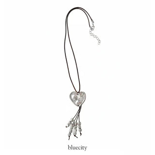 Nomad Big Love Silver Metal Long Necklace