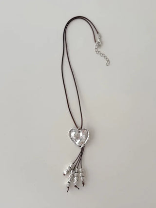 Nomad Big Love Silver Metal Long Necklace
