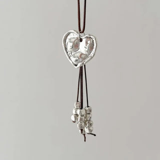 Nomad Big Love Silver Metal Long Necklace
