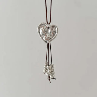 Nomad Big Love Silver Metal Long Necklace