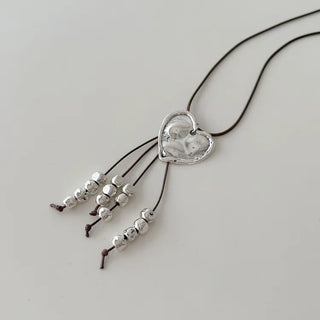 Nomad Big Love Silver Metal Long Necklace
