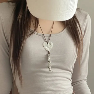 Nomad Big Love Silver Metal Long Necklace