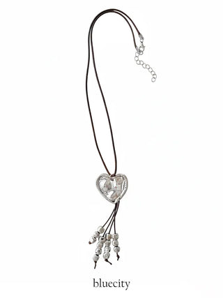 Nomad Big Love Silver Metal Long Necklace
