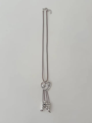 Nomad Big Love Silver Metal Long Necklace