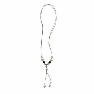 Mono Ivory Wood Ceramic Knot Long Drop Necklace