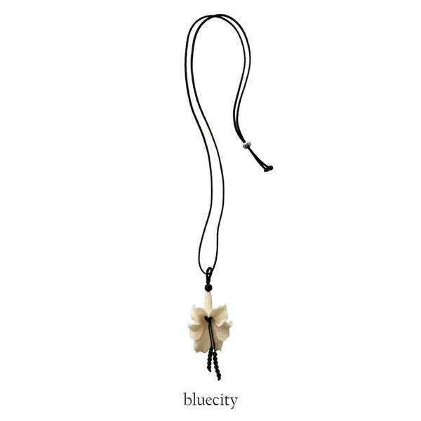 Whisper Bloom Acrylic Bead Long Knot Necklace