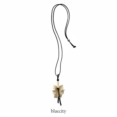 Whisper Bloom Acrylic Bead Long Knot Necklace