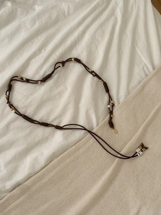 Twin Color Knot String Bead Loop Cord Belt