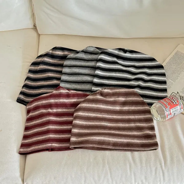 Easy Stripe Cotton Beanie Hat