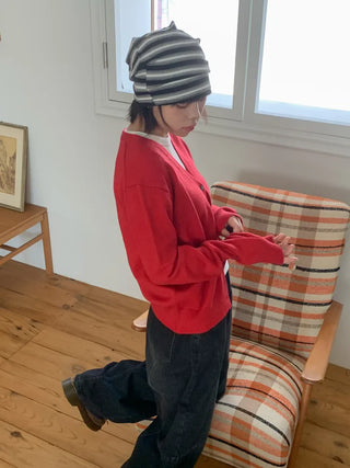 Easy Stripe Cotton Beanie Hat