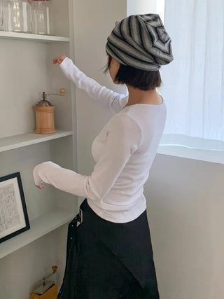 Easy Stripe Cotton Beanie Hat