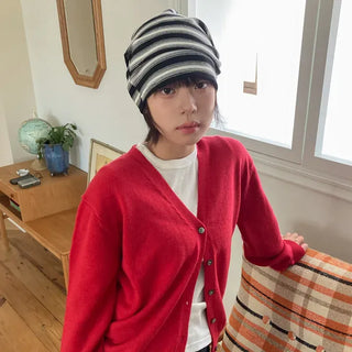 Easy Stripe Cotton Beanie Hat