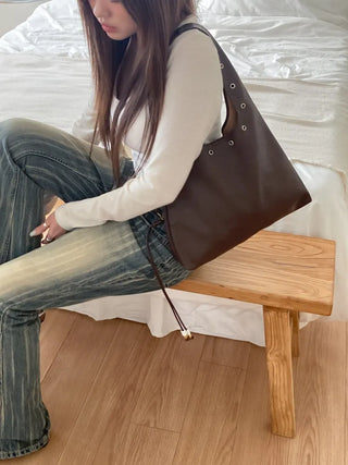Eyelet Presso Leather Shoulder Bag