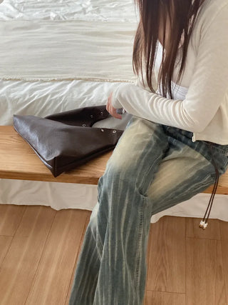 Eyelet Presso Leather Shoulder Bag