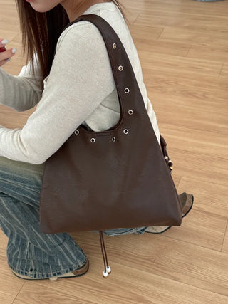 Eyelet Presso Leather Shoulder Bag