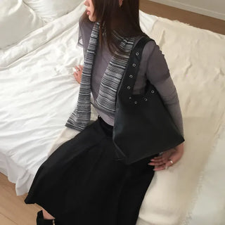 Eyelet Presso Leather Shoulder Bag