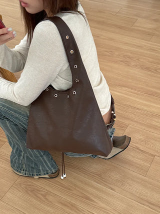 Eyelet Presso Leather Shoulder Bag