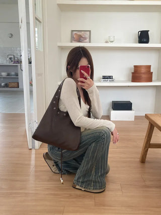 Eyelet Presso Leather Shoulder Bag