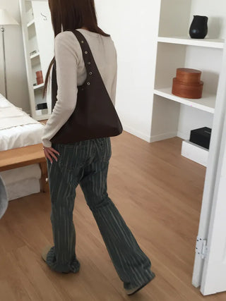 Eyelet Presso Leather Shoulder Bag