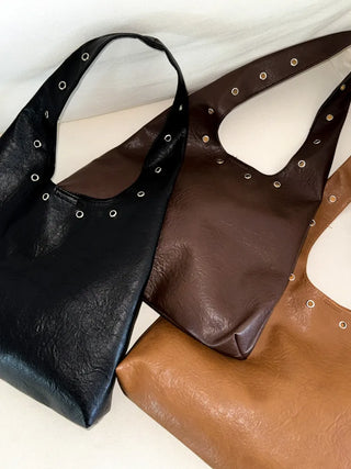 Eyelet Presso Leather Shoulder Bag