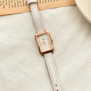Back-to-School Leather Watch Round Square Leather Daily Women's Wristwatch