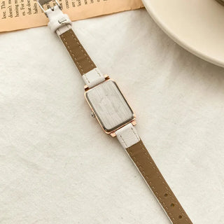 Back-to-School Leather Watch Round Square Leather Daily Women's Wristwatch