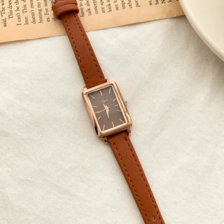 Back-to-School Leather Watch Round Square Leather Daily Women's Wristwatch