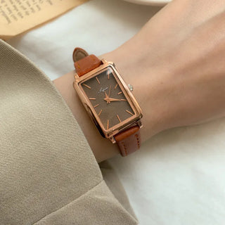 Back-to-School Leather Watch Round Square Leather Daily Women's Wristwatch