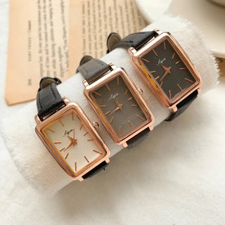 Back-to-School Leather Watch Round Square Leather Daily Women's Wristwatch