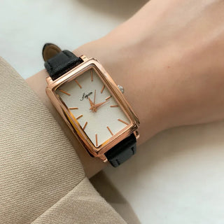 Back-to-School Leather Watch Round Square Leather Daily Women's Wristwatch