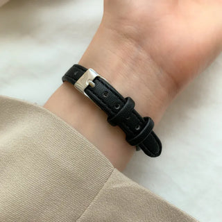Back-to-School Leather Watch Round Square Leather Daily Women's Wristwatch