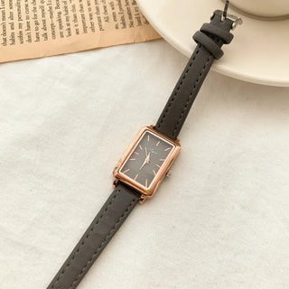 Back-to-School Leather Watch Round Square Leather Daily Women's Wristwatch