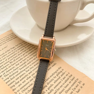 Back-to-School Leather Watch Round Square Leather Daily Women's Wristwatch