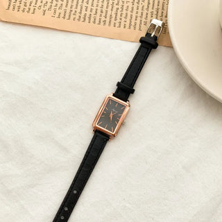 Back-to-School Leather Watch Round Square Leather Daily Women's Wristwatch