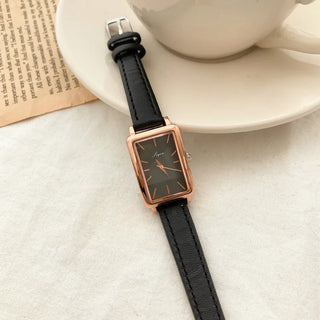 Back-to-School Leather Watch Round Square Leather Daily Women's Wristwatch