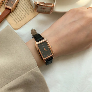 Back-to-School Leather Watch Round Square Leather Daily Women's Wristwatch