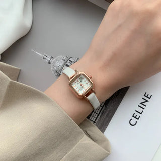 Back-to-School Leather Watch Round Square Leather Daily Women's Wristwatch