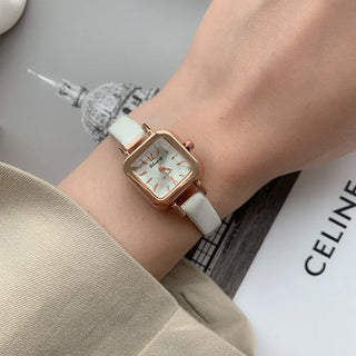 Back-to-School Leather Watch Round Square Leather Daily Women's Wristwatch