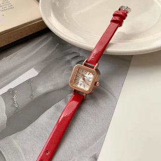 Back-to-School Leather Watch Round Square Leather Daily Women's Wristwatch