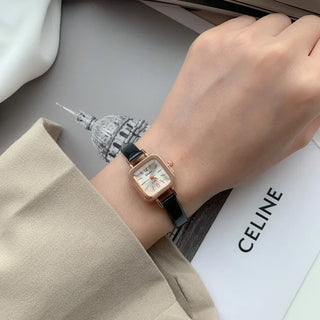 Back-to-School Leather Watch Round Square Leather Daily Women's Wristwatch