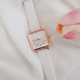 Back-to-School Leather Watch Round Square Leather Daily Women's Wristwatch