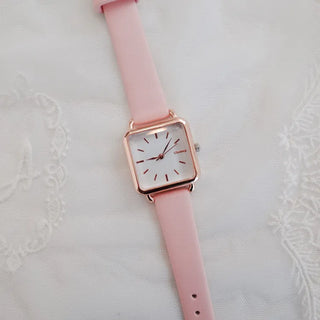 Back-to-School Leather Watch Round Square Leather Daily Women's Wristwatch