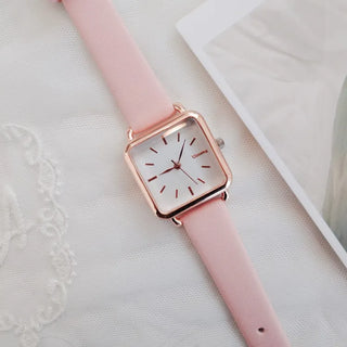 Back-to-School Leather Watch Round Square Leather Daily Women's Wristwatch