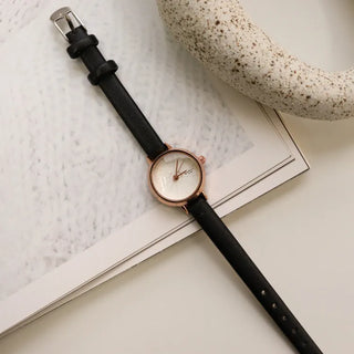 Back-to-School Leather Watch Round Square Leather Daily Women's Wristwatch