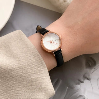 Back-to-School Leather Watch Round Square Leather Daily Women's Wristwatch