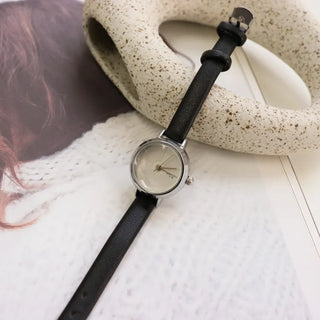 Back-to-School Leather Watch Round Square Leather Daily Women's Wristwatch