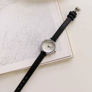 Back-to-School Leather Watch Round Square Leather Daily Women's Wristwatch