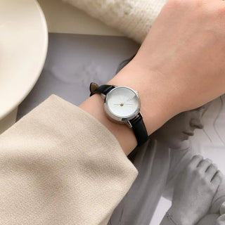 Back-to-School Leather Watch Round Square Leather Daily Women's Wristwatch