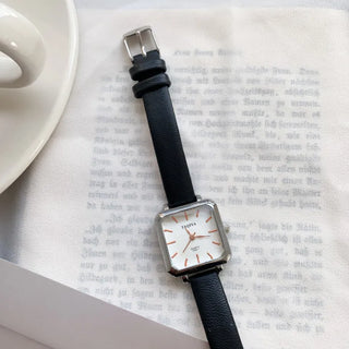 Back-to-School Leather Watch Round Square Leather Daily Women's Wristwatch
