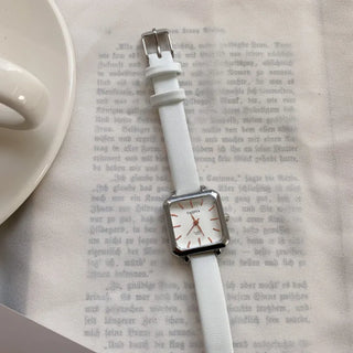 Back-to-School Leather Watch Round Square Leather Daily Women's Wristwatch